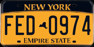 NY license plate FED0974