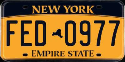 NY license plate FED0977