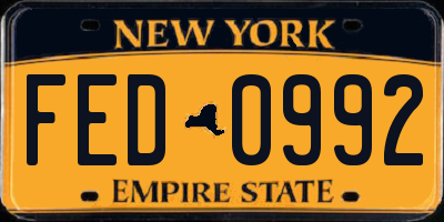 NY license plate FED0992