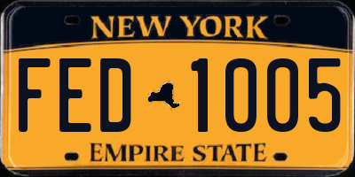 NY license plate FED1005