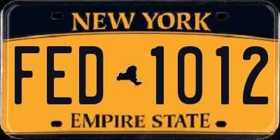NY license plate FED1012