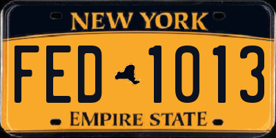 NY license plate FED1013