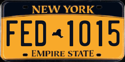 NY license plate FED1015