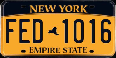 NY license plate FED1016
