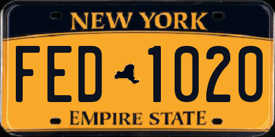 NY license plate FED1020