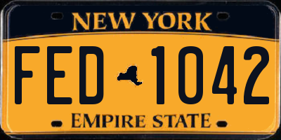 NY license plate FED1042
