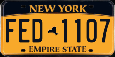 NY license plate FED1107