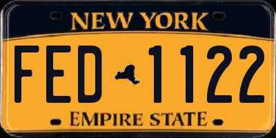 NY license plate FED1122