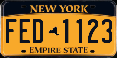 NY license plate FED1123
