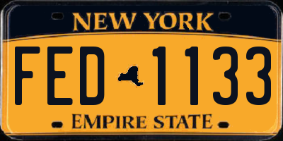 NY license plate FED1133