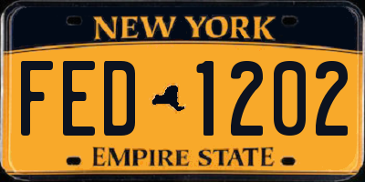 NY license plate FED1202