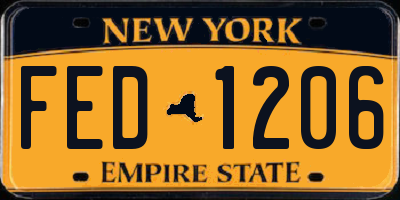 NY license plate FED1206