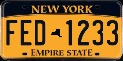 NY license plate FED1233