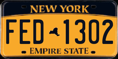 NY license plate FED1302