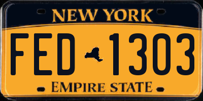 NY license plate FED1303