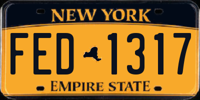 NY license plate FED1317