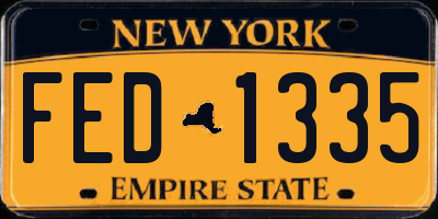 NY license plate FED1335