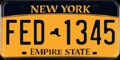 NY license plate FED1345
