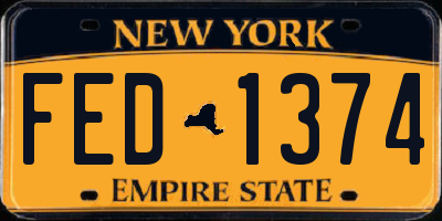 NY license plate FED1374