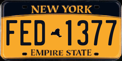 NY license plate FED1377