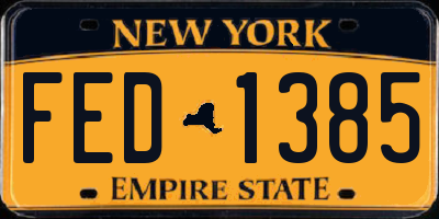 NY license plate FED1385