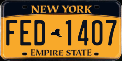 NY license plate FED1407