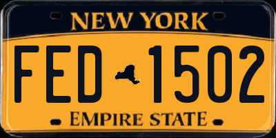 NY license plate FED1502