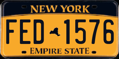 NY license plate FED1576