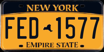 NY license plate FED1577