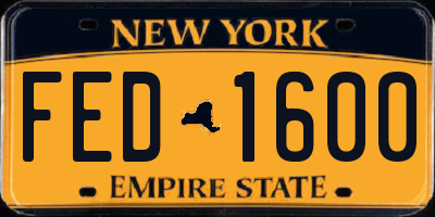 NY license plate FED1600