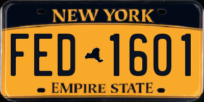 NY license plate FED1601