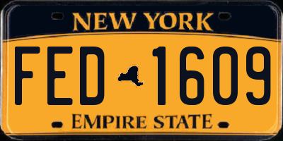 NY license plate FED1609