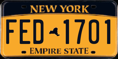 NY license plate FED1701