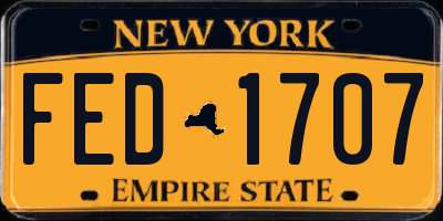 NY license plate FED1707