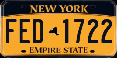NY license plate FED1722
