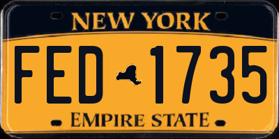 NY license plate FED1735