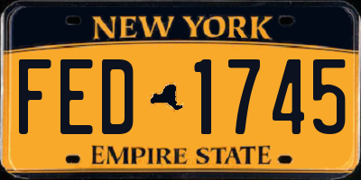 NY license plate FED1745