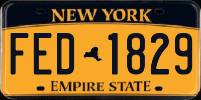 NY license plate FED1829