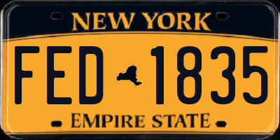 NY license plate FED1835