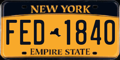 NY license plate FED1840