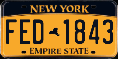 NY license plate FED1843