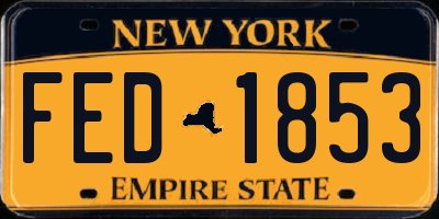 NY license plate FED1853