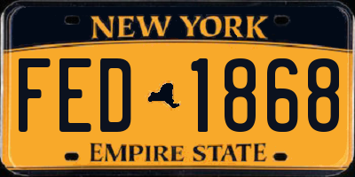 NY license plate FED1868