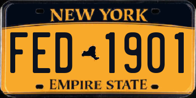 NY license plate FED1901