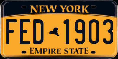 NY license plate FED1903