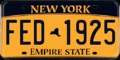 NY license plate FED1925