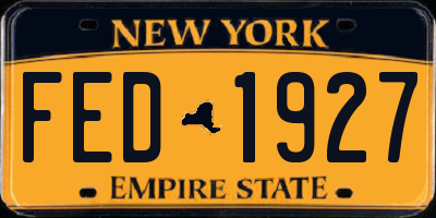 NY license plate FED1927