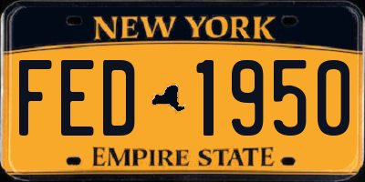 NY license plate FED1950