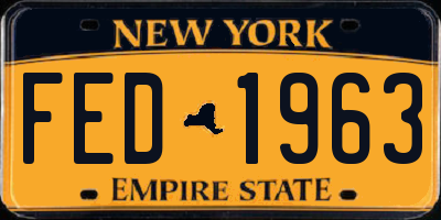 NY license plate FED1963