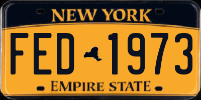NY license plate FED1973